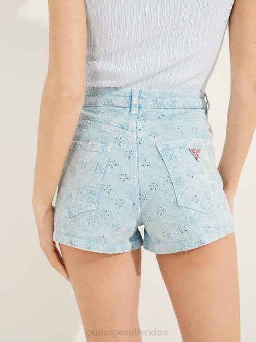 GUESS pantalones cortos claudia con ojales mujer 0P8X269 florida azul vestir