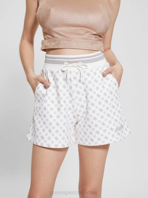 GUESS pantalones cortos con logo aggie mujer 0P8X2087 olograma de leche aop vestir