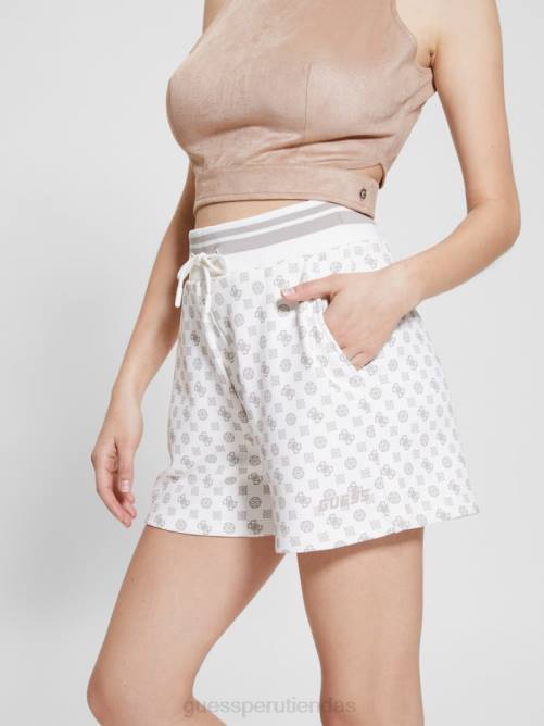 GUESS pantalones cortos con logo aggie mujer 0P8X2087 olograma de leche aop vestir