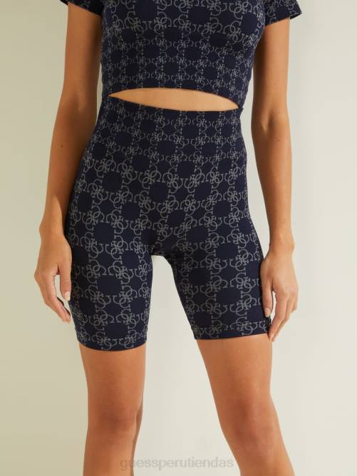 GUESS pantalones cortos con logo estampado mujer 0P8X2357 4g jacquard azul marino vestir