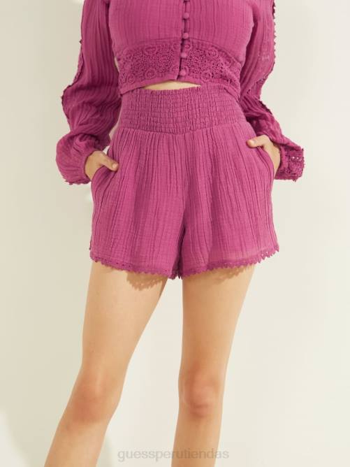 GUESS pantalones cortos de gasa abigail mujer 0P8X2374 fruta del dragón púrpura multi vestir