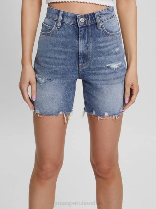 GUESS pantalones cortos de mezclilla con pedales de los años 80 mujer 0P8X66 reposo vestir