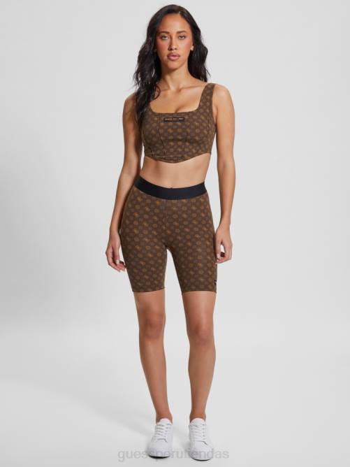 GUESS pantalones cortos de motociclista aggie mujer 0P8X2150 olograma marrón aop vestir