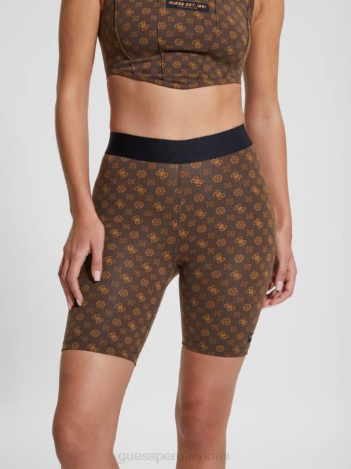 GUESS pantalones cortos de motociclista aggie mujer 0P8X2150 olograma marrón aop vestir