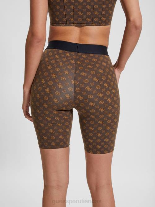 GUESS pantalones cortos de motociclista aggie mujer 0P8X2150 olograma marrón aop vestir