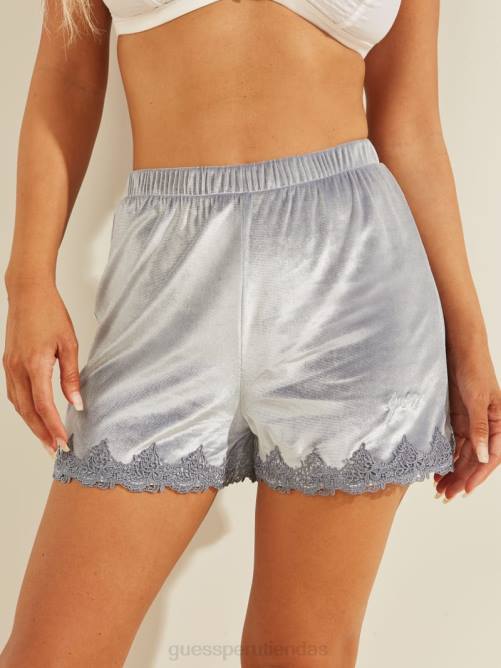 GUESS pantalones cortos de terciopelo cate mujer 0P8X2668 cielo nublado vestir