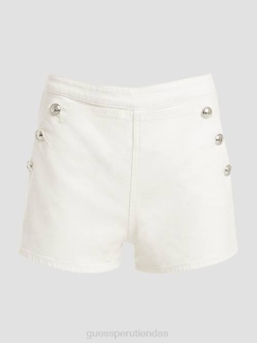 GUESS pantalones cortos janae mujer 0P8X61 Blanco óptico vestir