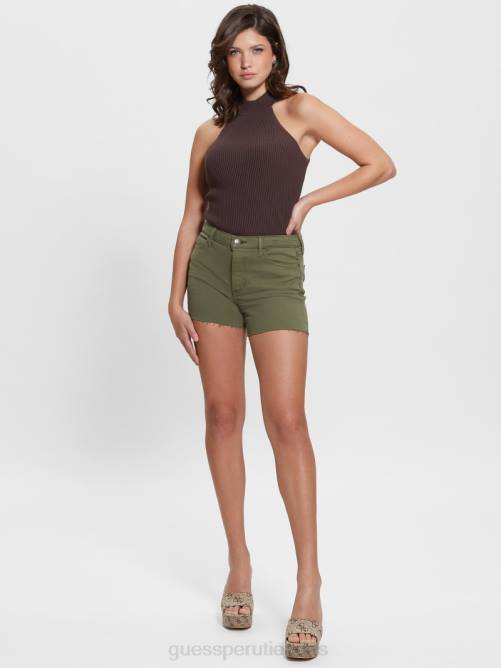 GUESS pantalones cortos midi 1981 mujer 0P8X77 liquen hoja verde multi vestir