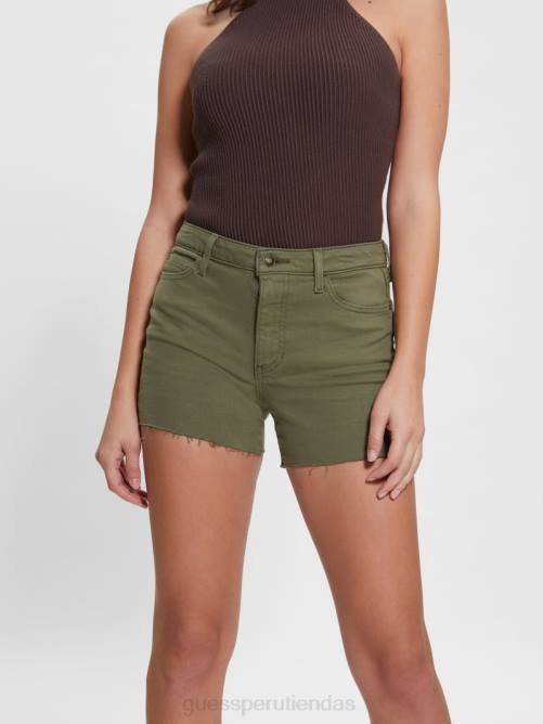 GUESS pantalones cortos midi 1981 mujer 0P8X77 liquen hoja verde multi vestir