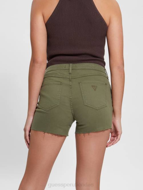 GUESS pantalones cortos midi 1981 mujer 0P8X77 liquen hoja verde multi vestir