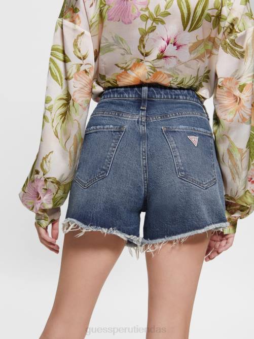 GUESS pantalones cortos midi relajados mujer 0P8X67 azul costero vestir