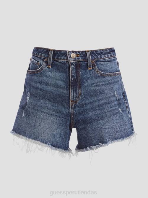 GUESS pantalones cortos midi relajados mujer 0P8X67 azul costero vestir
