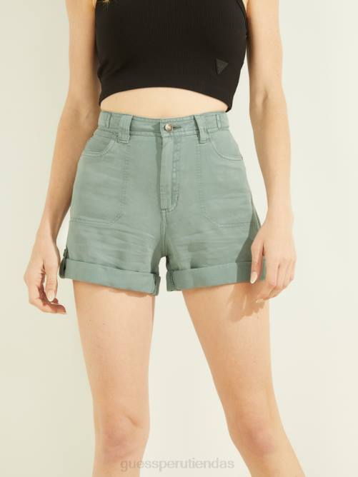 GUESS shorts cargo eco ryann mujer 0P8X2221 verde azulado polvoriento vestir