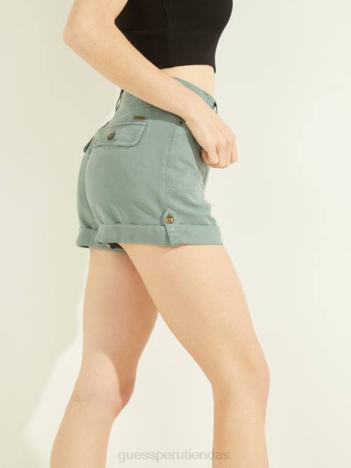 GUESS shorts cargo eco ryann mujer 0P8X2221 verde azulado polvoriento vestir