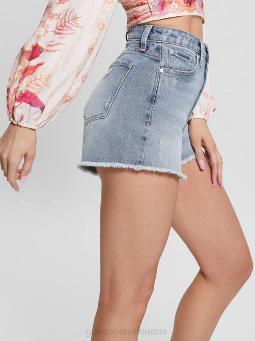 GUESS shorts midi de mezclilla holgados mujer 0P8X80 piedra lunar azul vestir