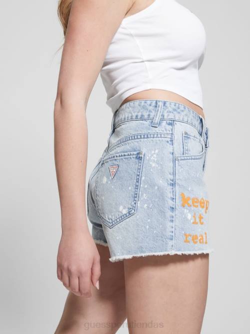 GUESS shorts mom de mezclilla con estampado gráfico de salpicaduras mujer 0P8X143 chapoteo del artista vestir