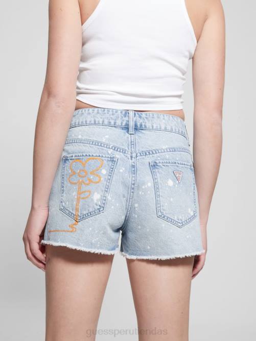 GUESS shorts mom de mezclilla con estampado gráfico de salpicaduras mujer 0P8X143 chapoteo del artista vestir