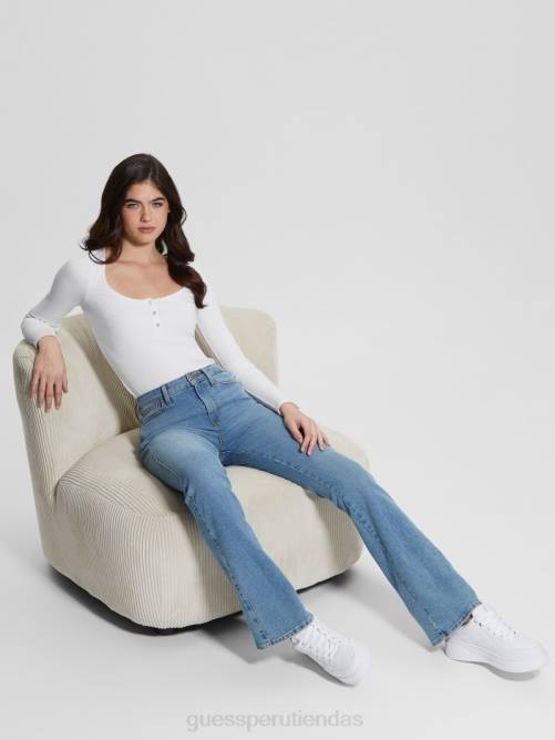 GUESS Camiseta henley de manga larga eco karlee mujer 0P8X1498 blanco puro vestir