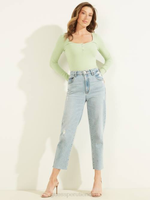 GUESS Camiseta henley de manga larga eco karlee mujer 0P8X1685 perdido en tomillo vestir
