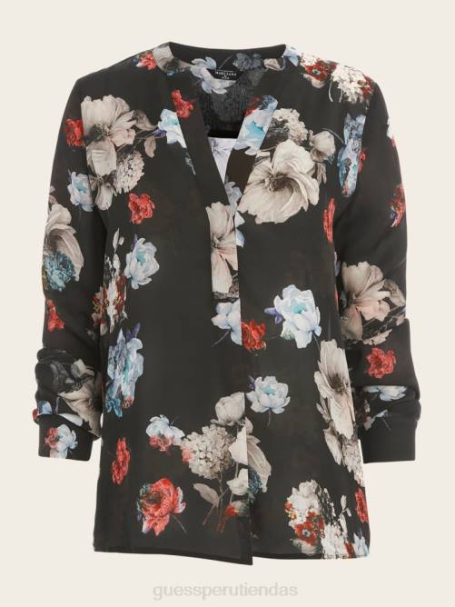 GUESS blusa cynthia de seda estampada mujer 0P8X1126 impresión de belleza salvaje vestir
