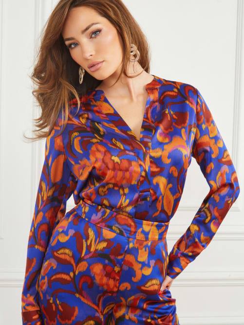 GUESS blusa cynthia mujer 0P8X1485 betty estampado azul vestir