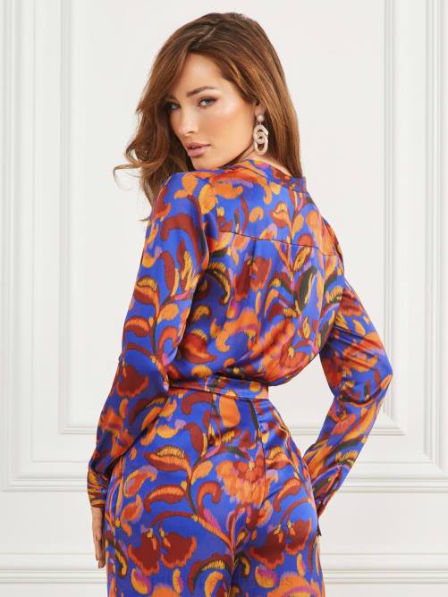 GUESS blusa cynthia mujer 0P8X1485 betty estampado azul vestir