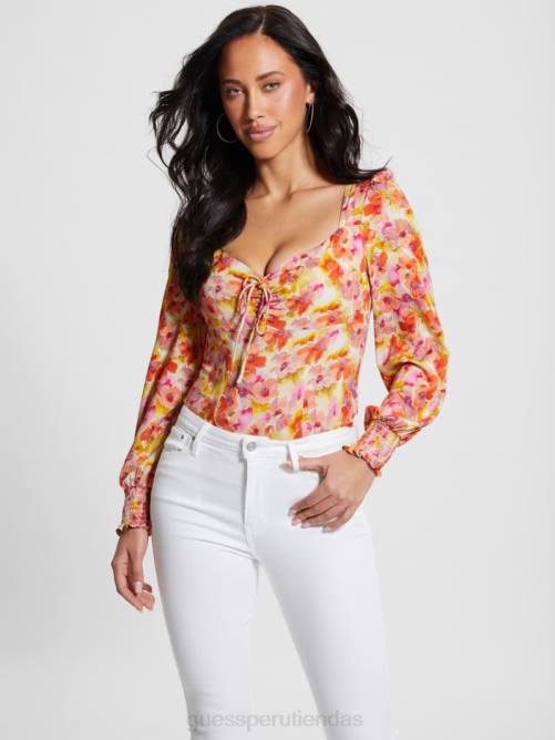 GUESS blusa eco adelaida mujer 0P8X1025 flor de acuarela vestir