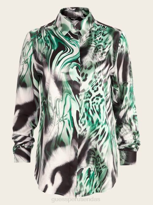 GUESS blusa estampada con el icono mujer 0P8X1207 impresión de sentimiento felino vestir