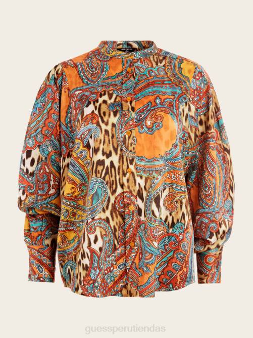 GUESS blusa yvonne phoenix rise mujer 0P8X1585 impresión del levantamiento del fénix vestir