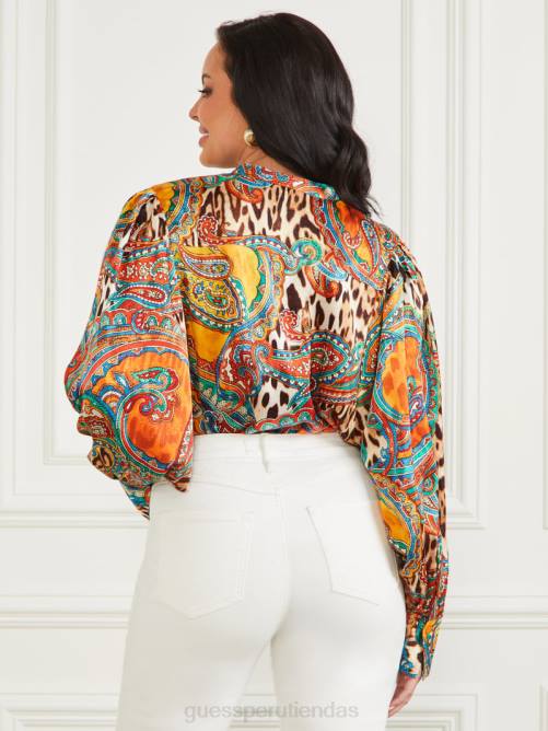 GUESS blusa yvonne phoenix rise mujer 0P8X1585 impresión del levantamiento del fénix vestir