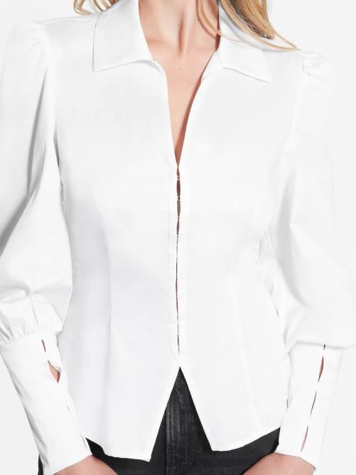 GUESS camisa con cordones rina mujer 0P8X1435 blanco puro vestir