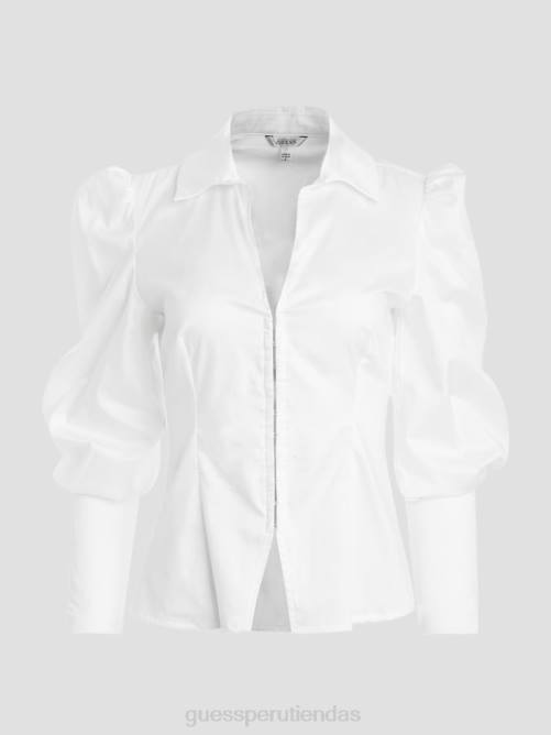 GUESS camisa con cordones rina mujer 0P8X1435 blanco puro vestir
