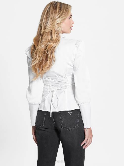 GUESS camisa con cordones rina mujer 0P8X1435 blanco puro vestir
