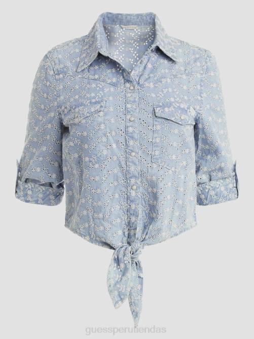 GUESS camisa corta sexy con ojales mujer 0P8X1077 cuidadosamente vestir