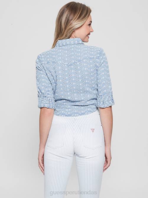 GUESS camisa corta sexy con ojales mujer 0P8X1077 cuidadosamente vestir