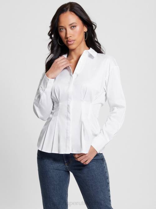 GUESS camisa de manga larga con corsé agata mujer 0P8X1000 blanco puro vestir