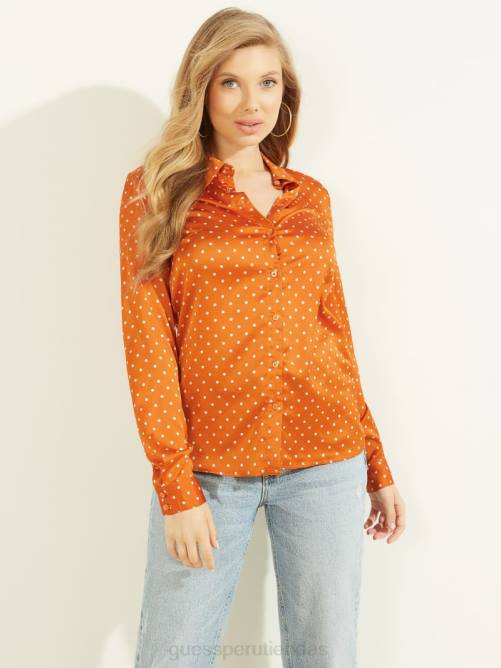 GUESS camisa eco acebo lunares mujer 0P8X1520 combo de latón dotmania vestir