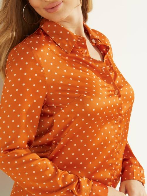GUESS camisa eco acebo lunares mujer 0P8X1520 combo de latón dotmania vestir