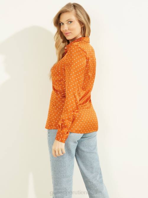 GUESS camisa eco acebo lunares mujer 0P8X1520 combo de latón dotmania vestir