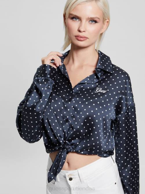 GUESS camisa eco arco jun mujer 0P8X1181 pois azul ennegrecido vestir