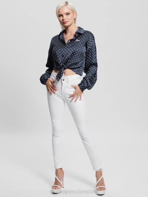 GUESS camisa eco arco jun mujer 0P8X1181 pois azul ennegrecido vestir