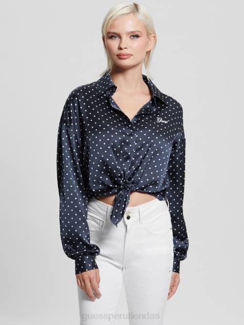 GUESS camisa eco arco jun mujer 0P8X1181 pois azul ennegrecido vestir