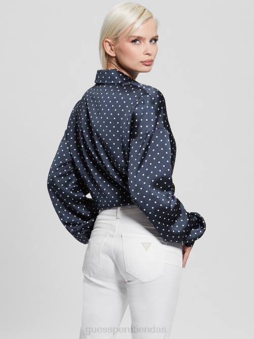 GUESS camisa eco arco jun mujer 0P8X1181 pois azul ennegrecido vestir
