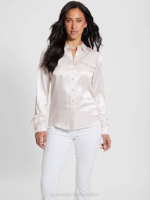 GUESS camisa eco linda satinada mujer 0P8X926 piedra apagada vestir