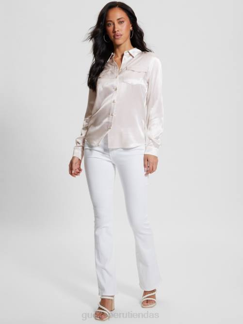 GUESS camisa eco linda satinada mujer 0P8X926 piedra apagada vestir