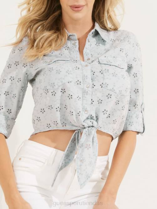 GUESS camisa vaquera con ojales mujer 0P8X232 flor azul pálido vestir