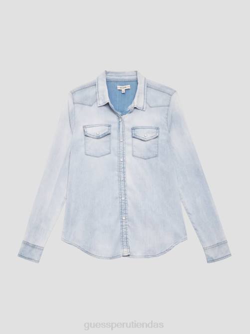 GUESS camisa vaquera eco riley mujer 0P8X132 lavado azul de ensueño vestir