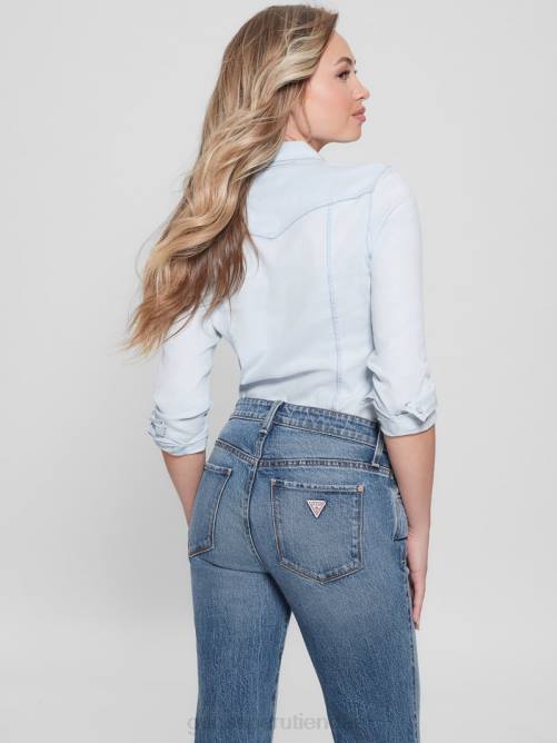 GUESS camisa vaquera eco riley mujer 0P8X132 lavado azul de ensueño vestir