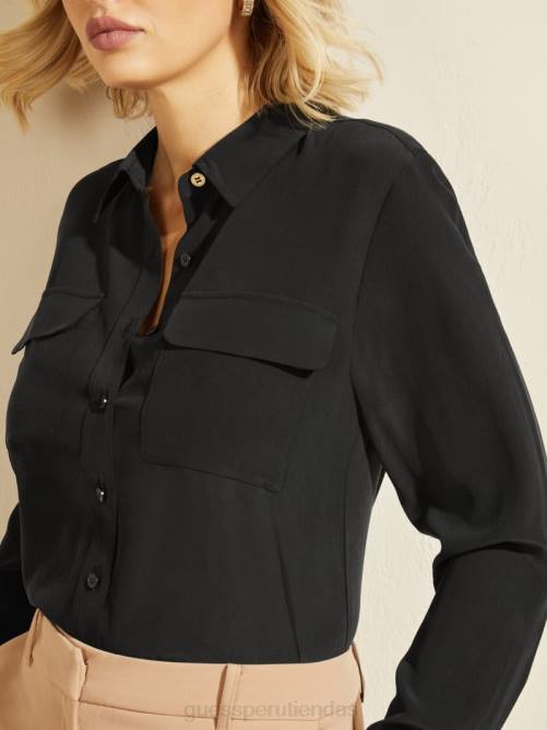 GUESS la blusa esencia mujer 0P8X1162 negro vestir