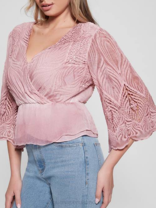 GUESS top bordado pam mujer 0P8X1481 rubor vintage multicolor vestir